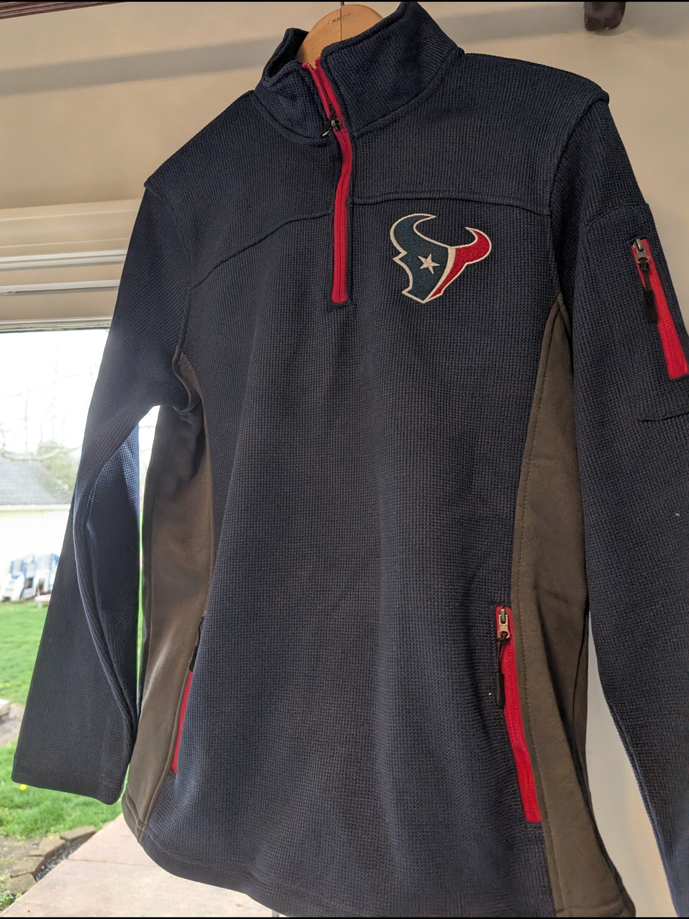 NFL Navy Blue Red Gray Half-Zip Pullover Sweatshirt